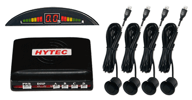 Backup Parking Sensor System with 4 Black In-Bumper Sensors, Wireless LED Display with Built in Audible Alert with On/Off Switch